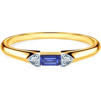 SAVICKI Годежен пръстен Savicki: двуцветно злато, син сапфир, диаманти