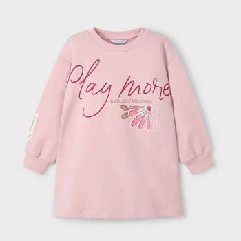 Mayoral Свободна ватирана рокля в светло розов цвят за мини момиче Mayoral с цветна щампа