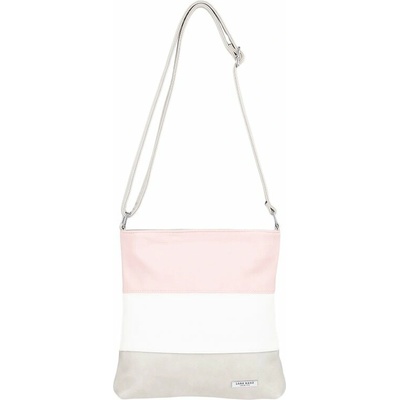 TOMMY dámska crossbody koženková kabelka ružová/biela/sivá