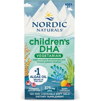 Nordic Naturals Children's DHA, Омега 3 за деца - с вкус на горски плодове, 375 mg, 120 меки капсули за дъвчене