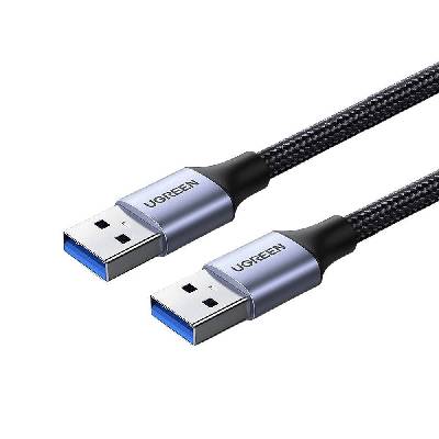 Здрав USB кабел с въжена оплетка (мъжко-мъжко) (100 см) - Ugreen USB-A 3.0 Male to USB-A 3.0 Male USB Cable (черен) (UGR1454)