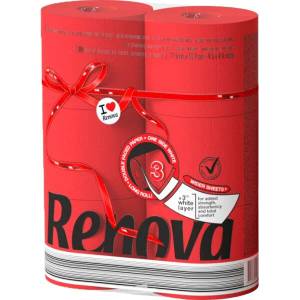 Renova луксозна тоалетна хартия 3 пластова червена 6 ролки