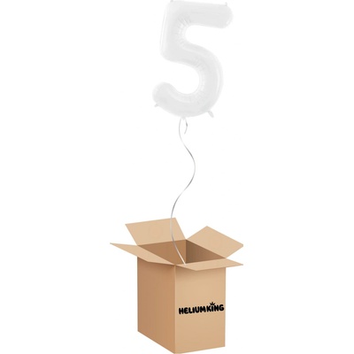 HeliumKing Balónový box Narodeninové číslo 5 biely 86 cm