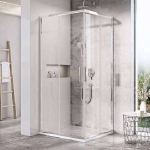 RAVAK Blix - Душ кабина Slim BLSRV2-80, 80x80 см, лъскава неръждаема стомана/прозрачно стъкло X1LM40C00Z1 (X1LM40C00Z1)