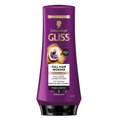 Schwarzkopf Балсам за коса Schwarzkopf Gliss Full Hair Wonder за увредена и тънка коса с кофеин и пептиди 200 мл (749533)