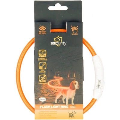 Duvoplus USB - светещ нашийник за кучета - оранжев, обиколка 45 см, Белгия - 1270009