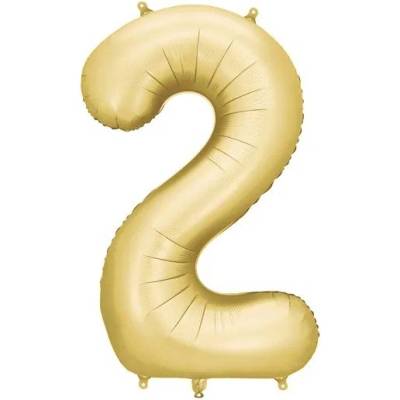 Party Deco Фолиев Балон Цифра в Сатенено Злато - 2 (fb1s-2-019)