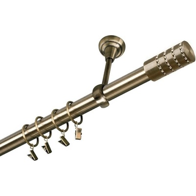 OK-GarnýžeCZ Garnýž kovová jednořadá 25mm Cylinder crystal mosaz 190 cm do stropu / kroužky s žabkou