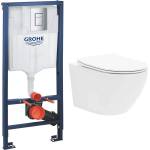 Rune Комплект казанче за вграждане Grohe Rapid SL с хромиран бутон Skate Cosmopolitan, плюс бяла тоалетна чиния Rune Ivaldi с капак softclose (38772001+5940541330400)