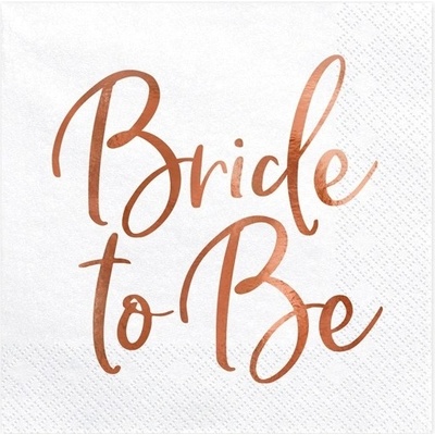 PartyDeco papírové ubrousky Bride to Be 33x33cm 20ks