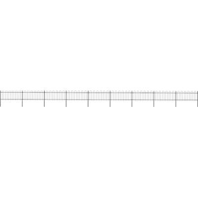 OMAXI Zahradní plot s obloukem nahoře ocelový 1506 x 80 cm černý 710761