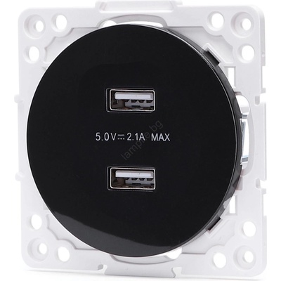 Aigostar - безрамкова USB захранваща розетка 2x USB-A черна (AI2772)