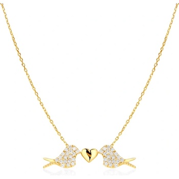 SAVICKI Птици и сърце колие: злато. диаманти