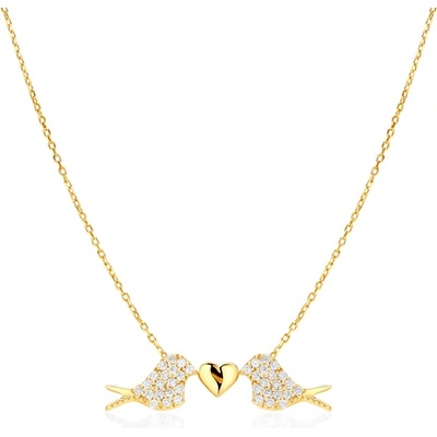 SAVICKI Птици и сърце колие: злато. диаманти
