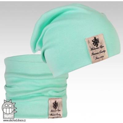 Pastels double set čepice a nákrčníku vzor 05 mentolová