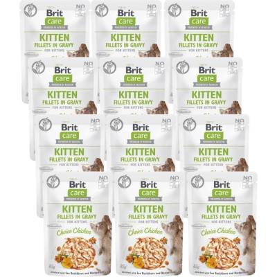 Brit CARE Котешки филета в сос с пилешко месо, обогатени с морски зърнастец и капуцина 12x85г