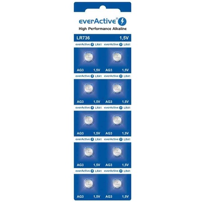 everActive 10 алкални мини батерии everActive AG3 G3 LR736 LR41 V3GA RW87 (5902020523314)