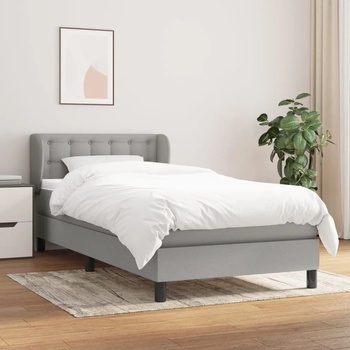 vidaXL Боксспринг легло с матрак, светлосиво, 100x200 см, плат (3126541)