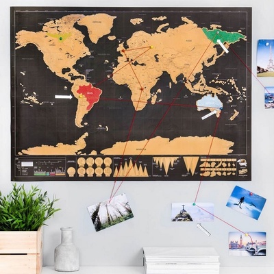 Stieracia mapa sveta DELUXE čierna 82 x 59 cm