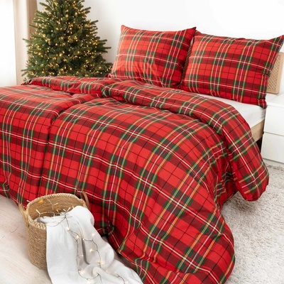 Goldea flanel obliečky červené káro 140x200 70x90