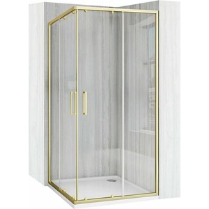 Rea Квадратна душ кабина с плъзгащи се врати златна Rea City 90x90 см (5902557396573)