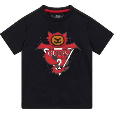 GUESS Тениска с къс ръкав в черно за момче с цветна щампа Guess