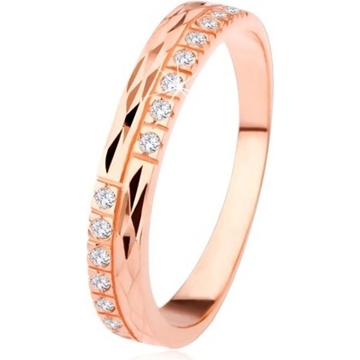 Šperky eshop prsten ze stříbra 925 měděná diamantový řez čiré zirkony SP34.26