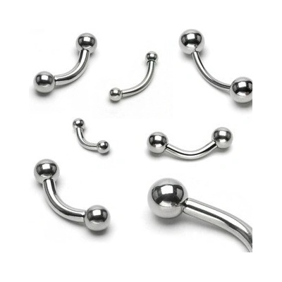 Šperky eshop ocelový piercing do obočí mírně zaoblený dvě kuličky SP11.04