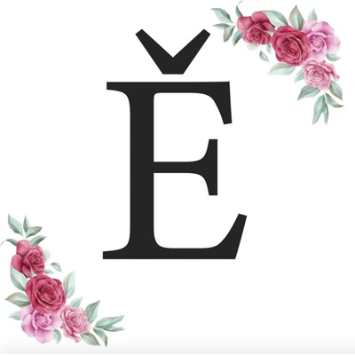 Svatba-eshop Písmeno Ě kartička s růžemi - písmena k sestavení jmen a nápisů – Zboží Mobilmania