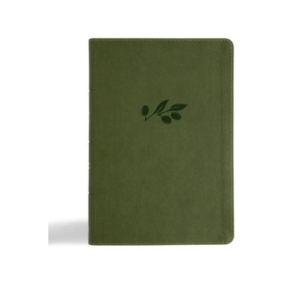 CSB Giant Print Single-Column Bible, Olive Leathertouch