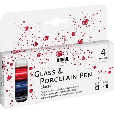 Kreul Sada fixů na sklo a porcelán Glass & Porcelain Pen Classic Fine 4 barvy
