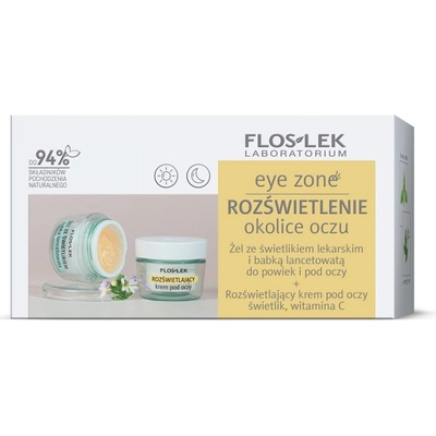 FlosLek Laboratorium Eye Zone gél na očné okolie so skorocelom a očiankou 10 g + rozjasňujúci krém na očné okolie 15 ml