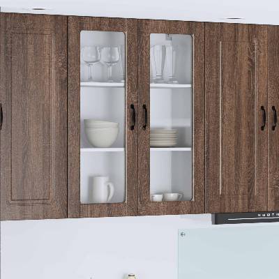 vidaXL Стенен стъклен шкаф PORTO Кафяв дъб 80 x 31 x 100 см (885512)