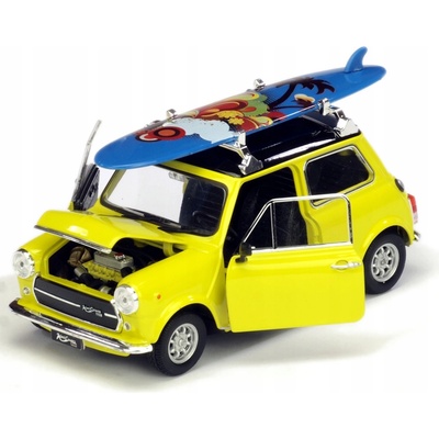 WELLY Kovový model Mini Cooper 1300 serfing otevírací měřítko žlutý 1:24