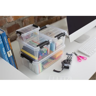 SMARTSTORE Úložný box, plastový, 1,5 l, čierne úchytky, "Classic 1,5", priehľadný