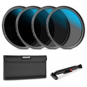 NEEWER 62 mm ND filter set, ND16/ND32/ND64/ND1000, lens cleaning pen, filter bag, HD filter accessory set, compatible with Canon Nikon Sony camera lens - NW
