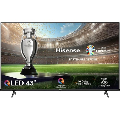 Смарт телевизор Hisense - 43E7NQ, 43'', QLED, 4K, HDR10+, Dolby Vision-Atmos, 2x7W, черен (43E7NQ)