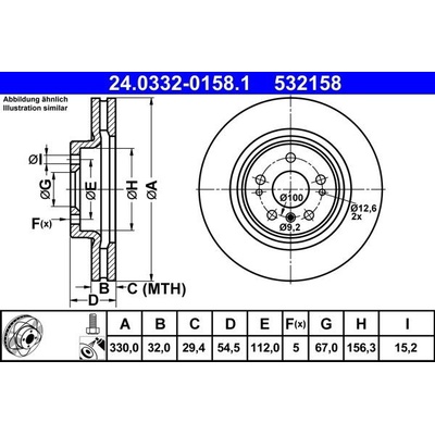 Brzdový kotúč ATE PowerDisc 24.0332-0158.1