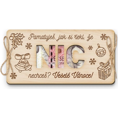 Dřevěná obálka na peníze NIC na Vánoce 20x10cm – Sleviste.cz