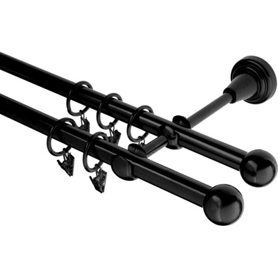 GARNÝŽE-HEBR Garnýž Koule černá dvojitá 210 cm