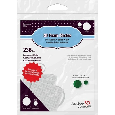Scrapbook Adhesives 3D pěnové polštářky kolečka bílá 2 velikosti × 2mm 236 ks