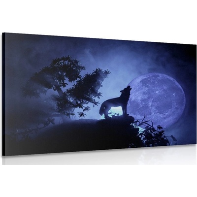 Obraz vlk v úplňku měsíce - 120x80