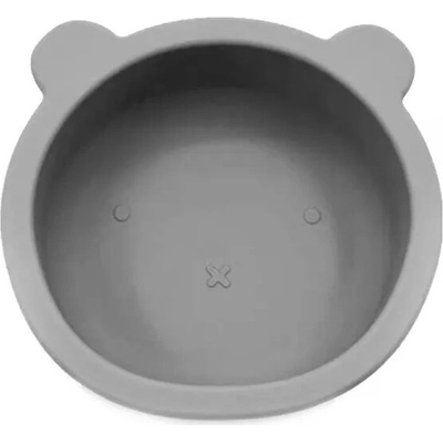 BocioLand Silikonová miska s přísavkou Medvídek šedá 12 cm