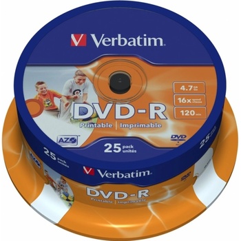 Verbatim DVD+R 4,7GB 16x, AZO, printable, spindle, 25ks (43539)