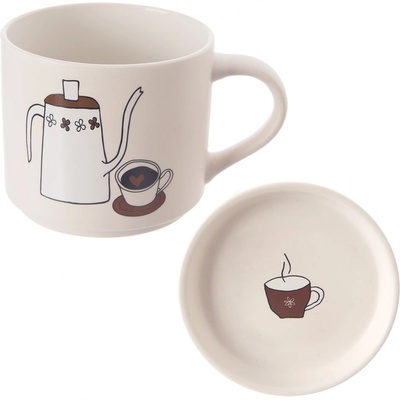 Orion Бяла порцеланова чаша с капак 450 ml - Orion (129633)