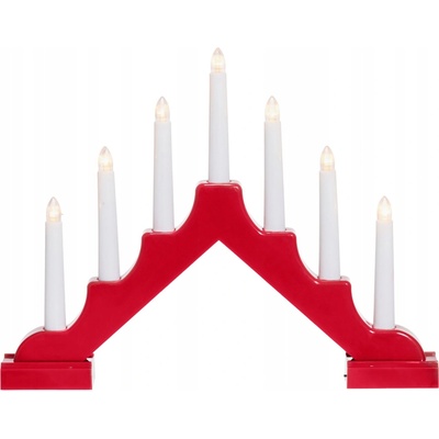 LED SVÍCEN ADVENTNÍ 7 SVĚTEL BATERIOVÝ 29 CM ČERVENÝ S ČASOVAČEM