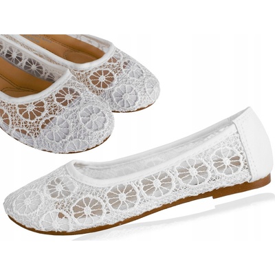 Bílé balerínky krajkové lehké prodyšné bílá