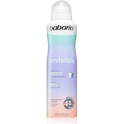 Babaria Deodorant Invisible антиперспирант-спрей срещу бели и жълти петна 200ml