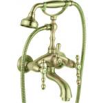Inter Ceramic Стенен смесител за вана и душ Сайлор icf 6008853br, месинг, старо злато, с душ, държач и шлаух (6008853g)