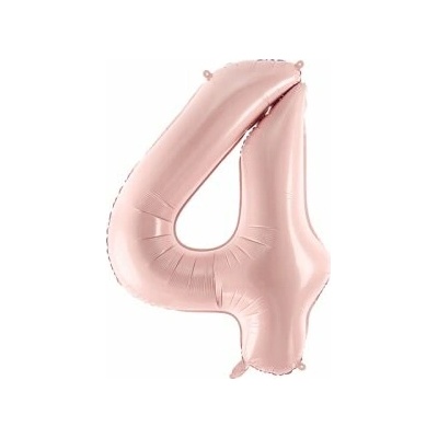 PartyDeco Fóliový balón narozeninové číslo 4 světle růžový 72 cm